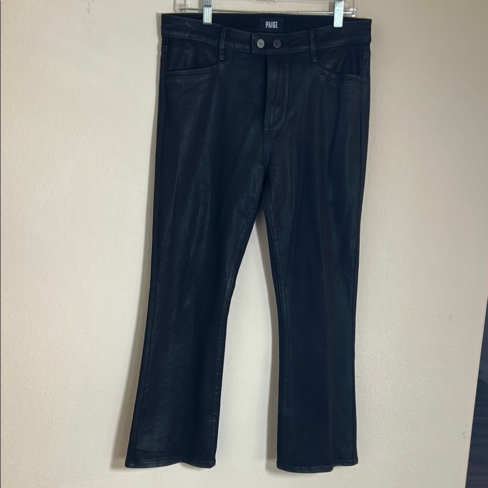 PAIGE  - Black painted finish boot cut jean.     Sz 31